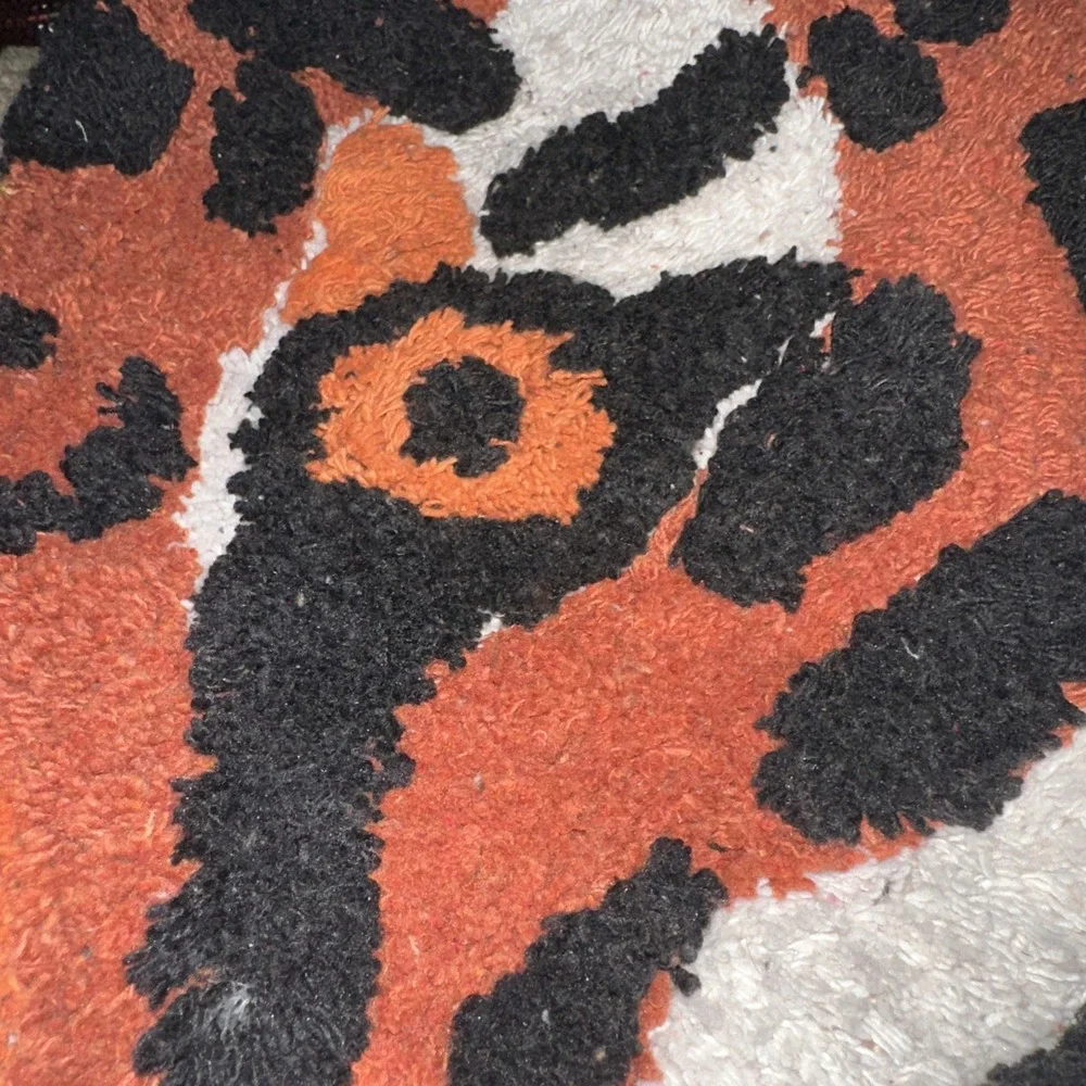 30x30 Cotton Tufted Woven Tiger Head Area Rug Kids Teen Bathroom Kitchen Bed NWT